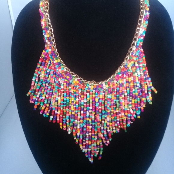 Jewelry - Boho Multi-colored hand beaded necklace